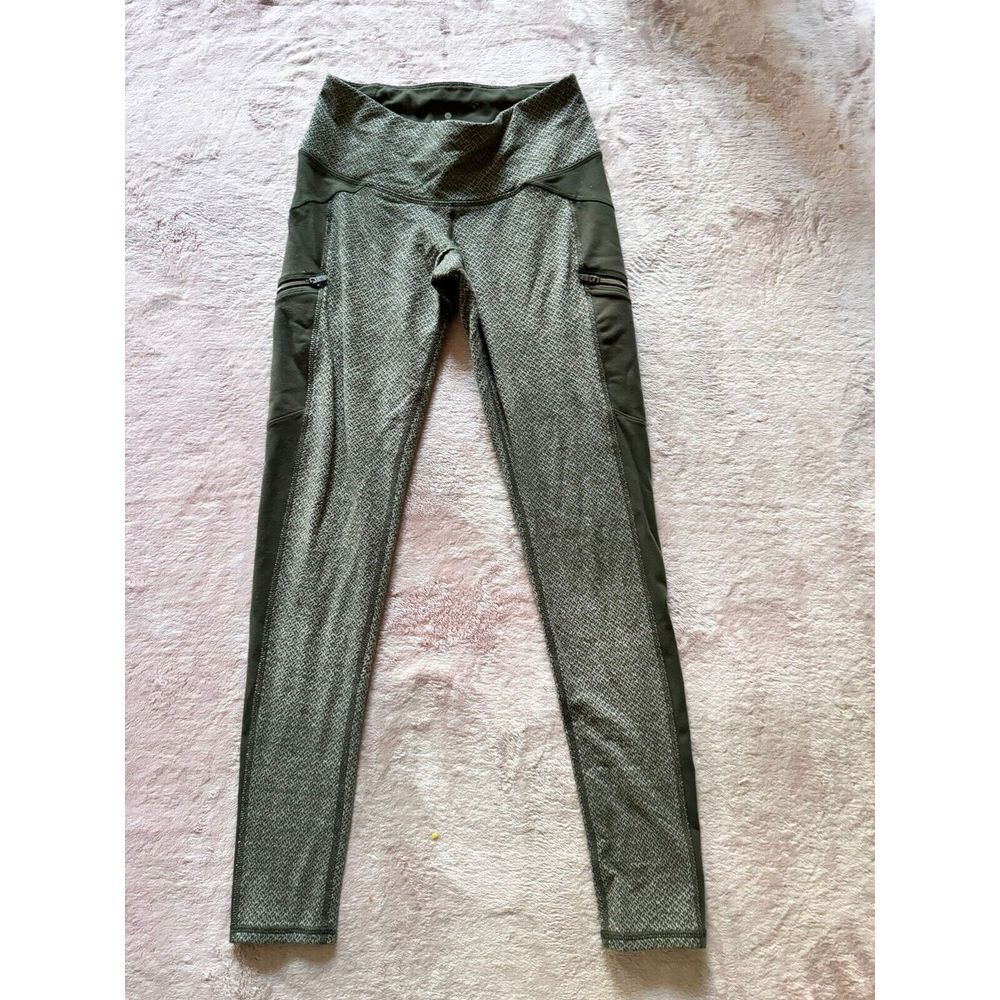 Athleta Womens Olive Green‎ Criss Cross Drifter Tights size 2Xsmall